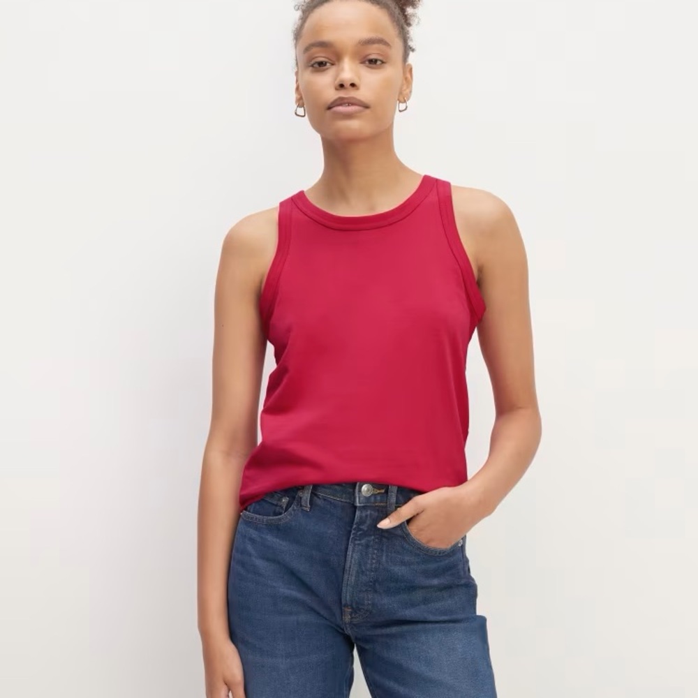 EverlaneRed Organic Cotton Cutaway Tank Large